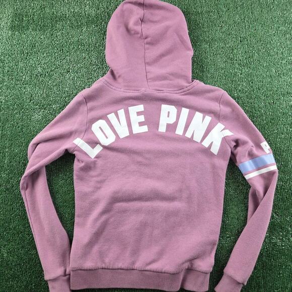 PINK Victoria's Secret LOVE PINK Mauve Half Zip Pullover Hoodie Women's XS - Picture 5 of 8